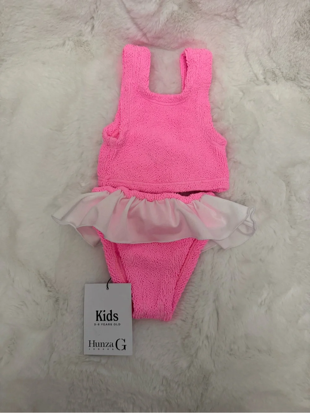 Hunza G Kids Pink Crinkle Bikini Set – New With Tags